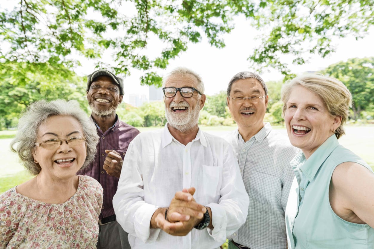 Senior Citizens laughing at the park